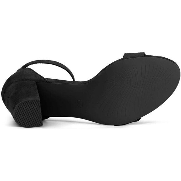 Allegra K Woman's Open Toe Chunky High Heel Ankle Strap Sandals Black 10 - Picture 10 of 11